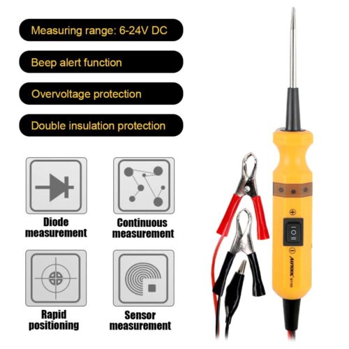 Autool BT-160 Car Power System Circuit Tester DC6-24V Auto Power Probe Kit Vehicle Electrical System Diagnostic Tool with Short Circuit Tester Digital Voltmeter Multimeter Diode Tester